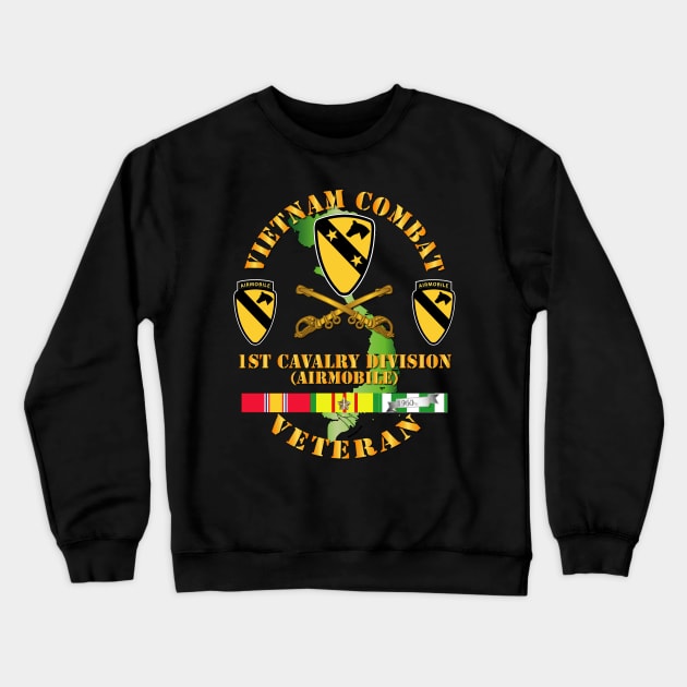 Vietnam Combat Veteran w 1st Cav DUI Crewneck Sweatshirt by twix123844